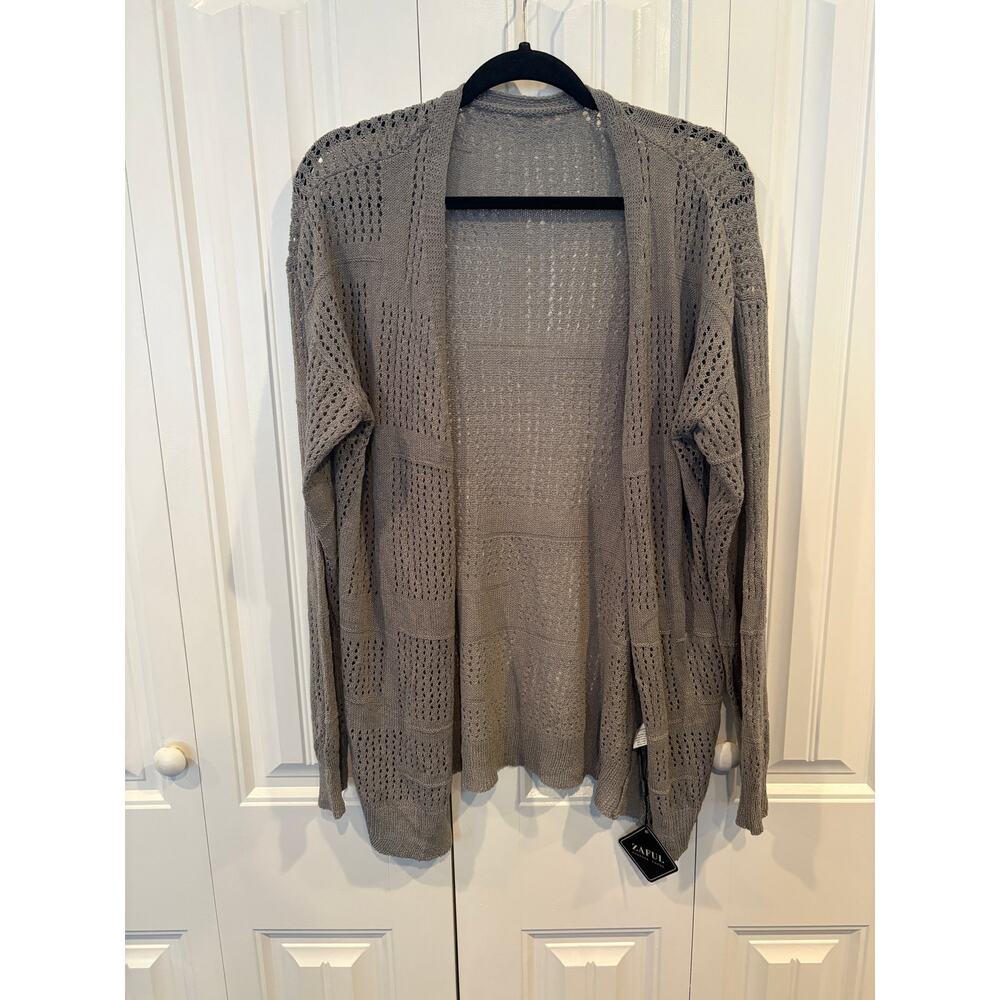 Zaful Taupe Open Knit Light Weight Cardigan Size Small‎